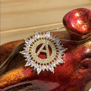 Chain Initial A  Zirconia Pendant